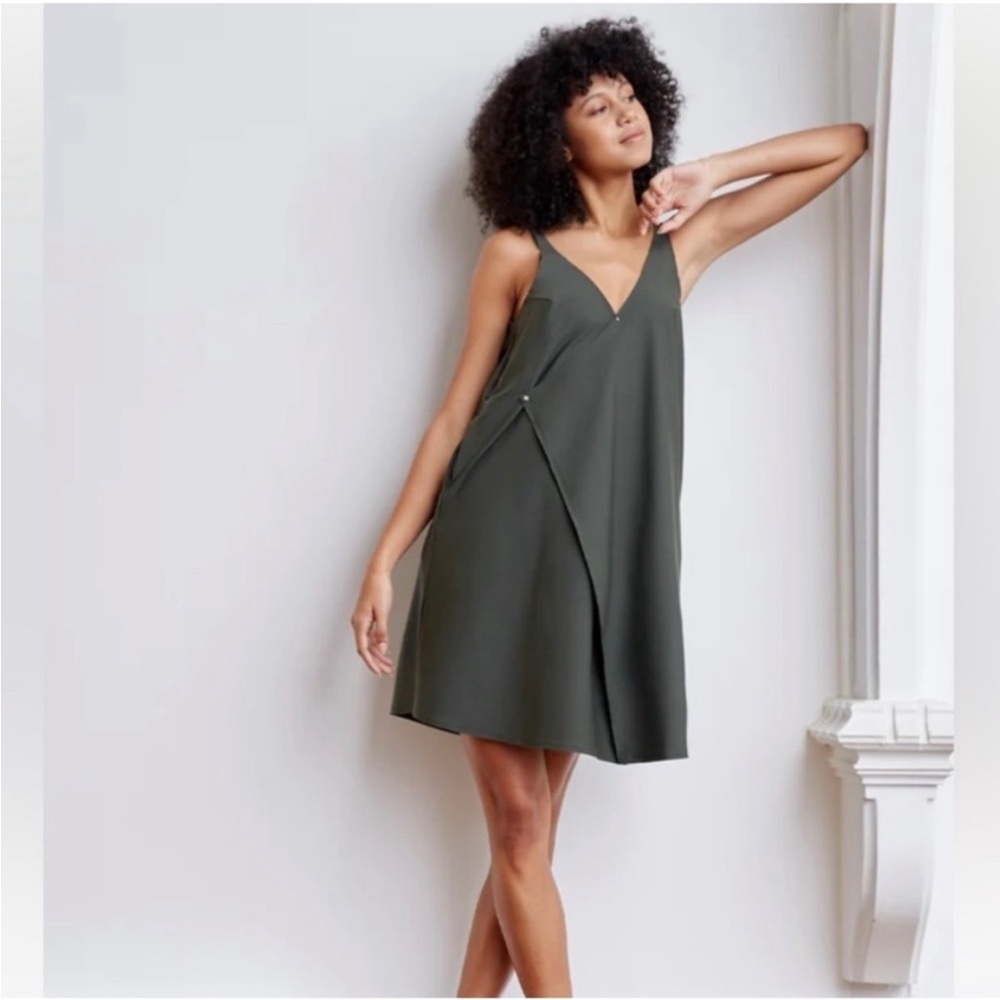 Aday Olive Women's Over in One Wrap Dress in small